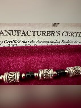 Camrose & Kross Jbk Silvertone Black Bead 8” Bracelet W/ Extender